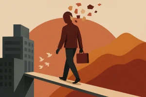 ilustracion camino trabajo comer cabeza