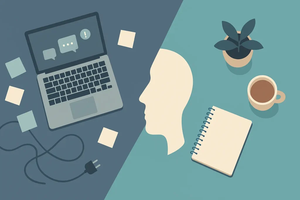 pensamientos divididos trabajo hogar